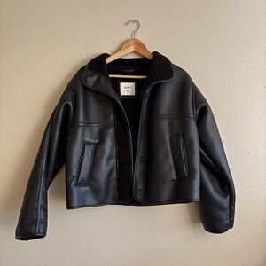 Hollister Black Leather Jacket for Women